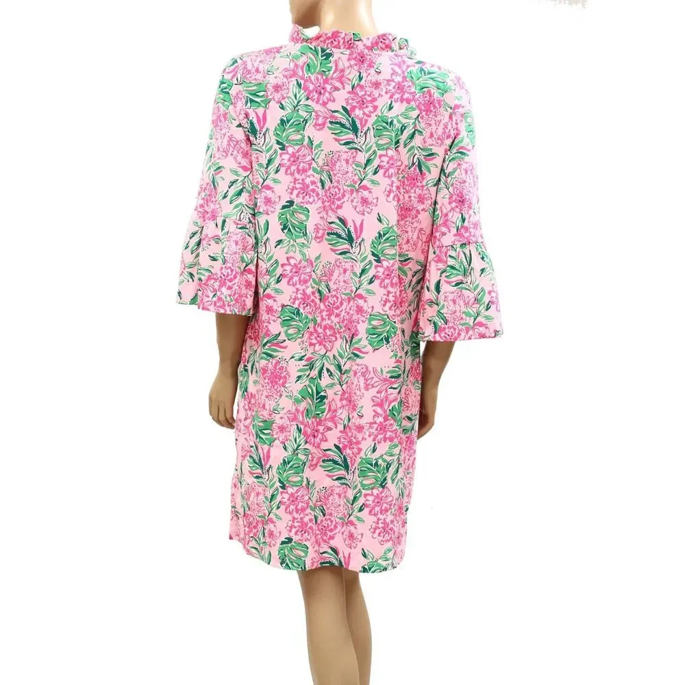 Lilly Pulitzer Hayes Conch Shell Ruffle Mini Dress Floral Print Cotton L 288174 - Picture 7 of 10